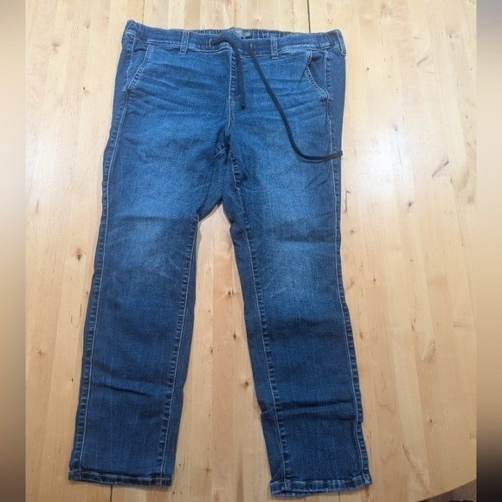 Torrid Denim Straight‎ Leg Pants Medium Wash Drawstring Waist 2R
